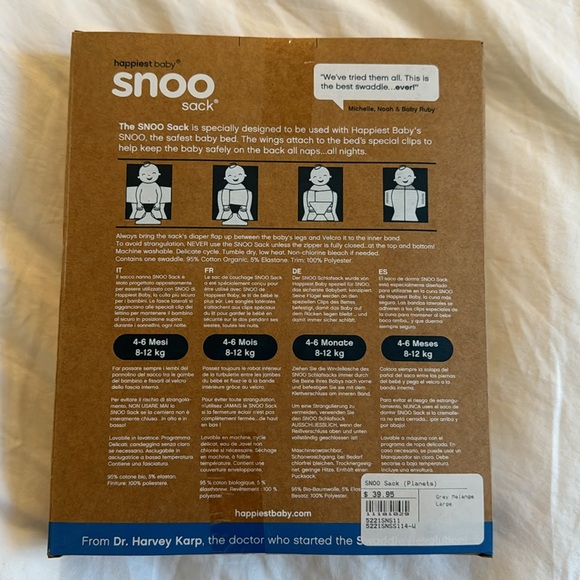 Brand new Snoo sack in gray size large 4-6 months - Picture 2 of 3